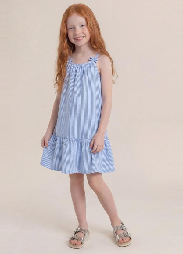 Vestido Infantil Menina em Fio Tinto Azul
