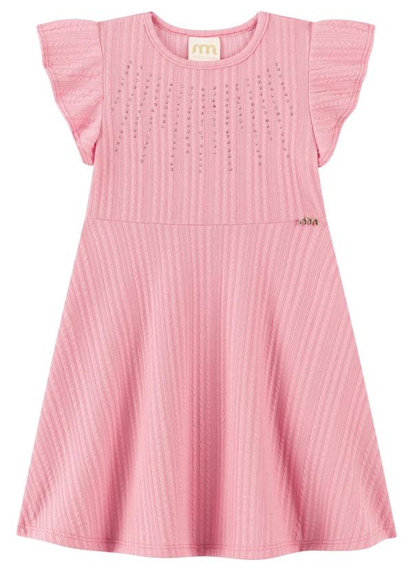 Vestido Infantil Menina em Jacquard Strass Rosa