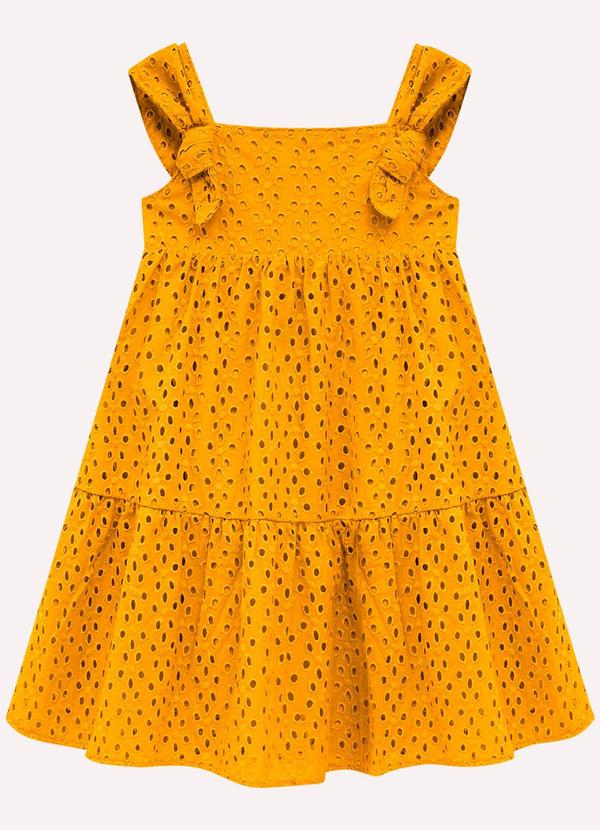 Vestido Infantil Menina em Laise Amarelo