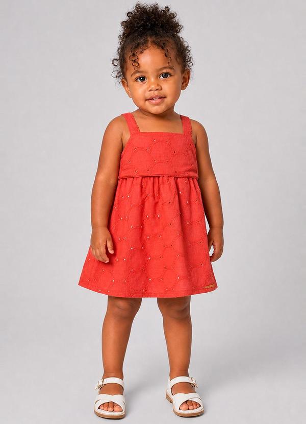 Vestido Infantil Menina em Laise com Babado Rosa