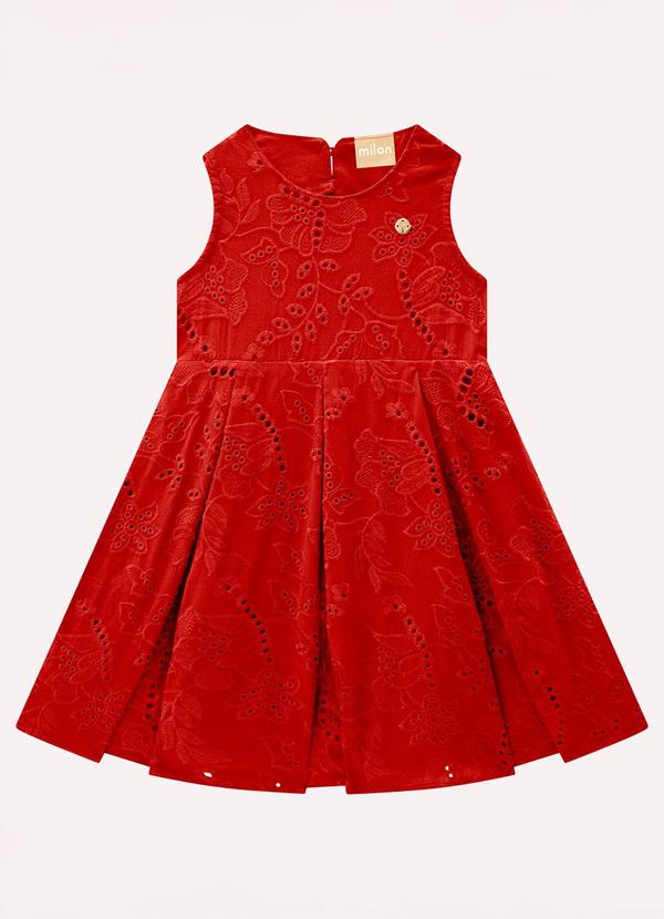 Vestido Infantil Menina em Laise Vermelho