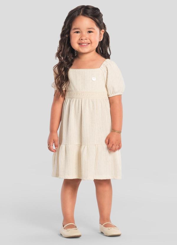 Vestido Infantil Menina em Linho Bege