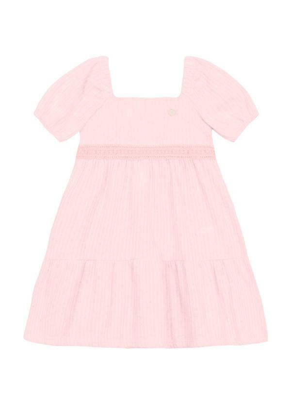 Vista 2 Vestido Infantil Menina em Linho Rosa Brandili Mundi Brandili Mundi