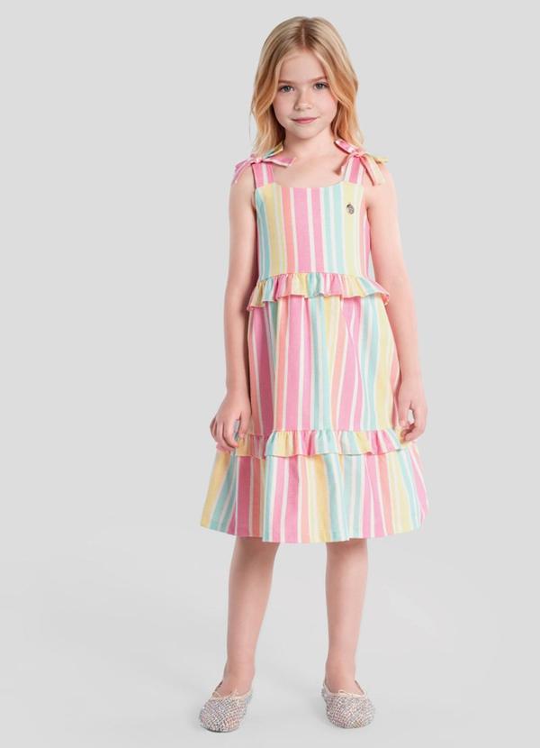 Vestido Infantil Menina em Linho Rosa