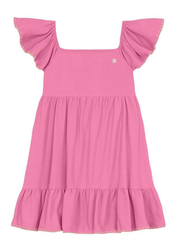 Vista 2 Vestido Infantil Menina em Liocel Rosa Brandili Brandili
