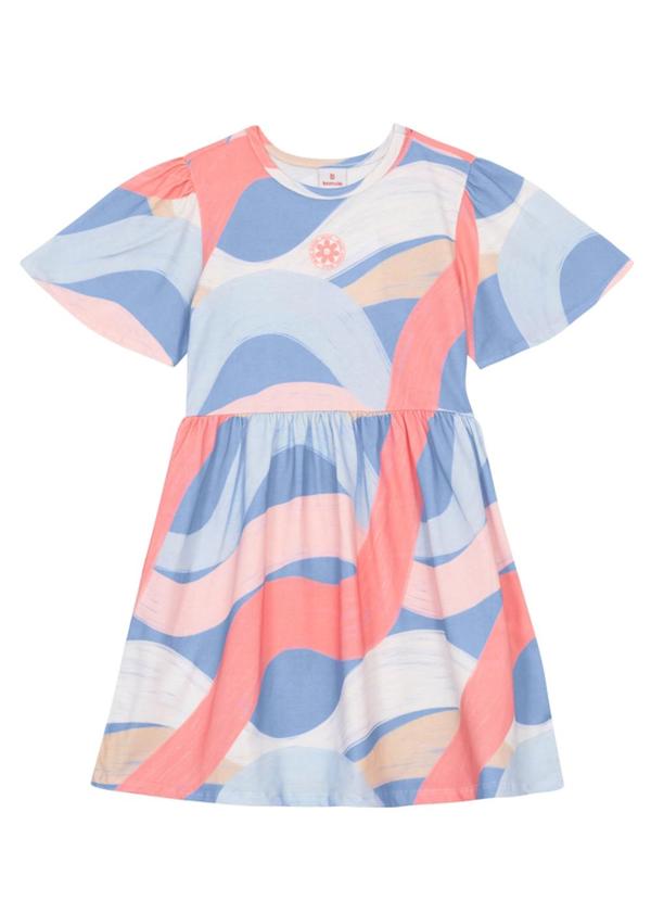 Vista 2 Vestido Infantil Menina em Malha Azul Brandili Brandili