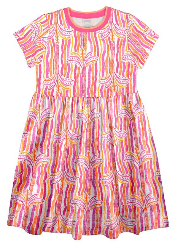 Vista 2 Vestido Infantil Menina em Malha Estampado Roxo Alakazoo Alakazoo