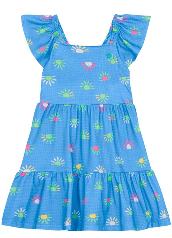 Vestido Infantil Menina em Meia Malha Azul