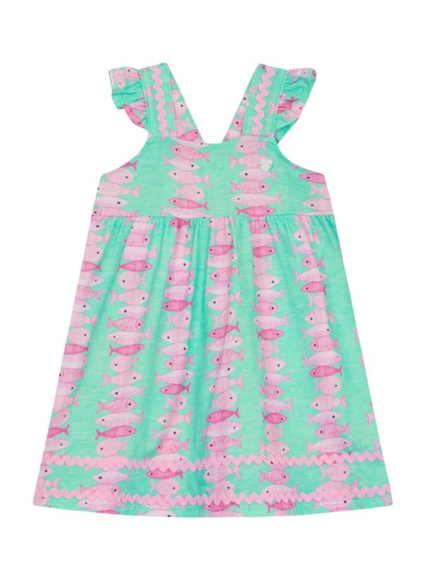 Vestido Infantil Menina em Meia Malha Azul