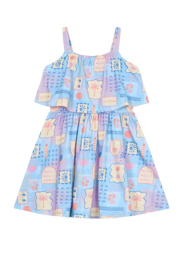Vestido Infantil Menina em Meia Malha Azul