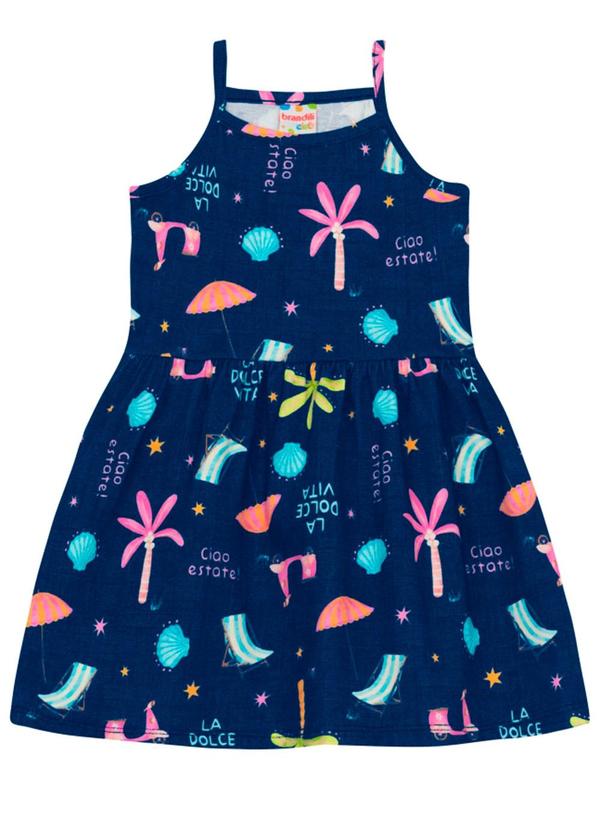 Vestido Infantil Menina em Meia Malha Azul