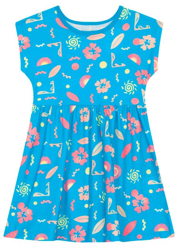 Vestido Infantil Menina em Meia Malha Azul