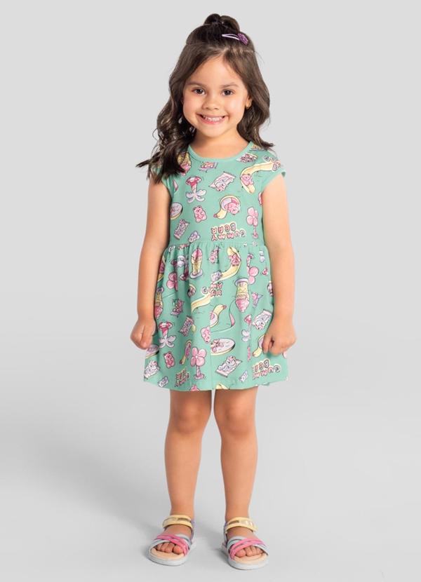 Vestido Infantil Menina em Meia Malha Azul