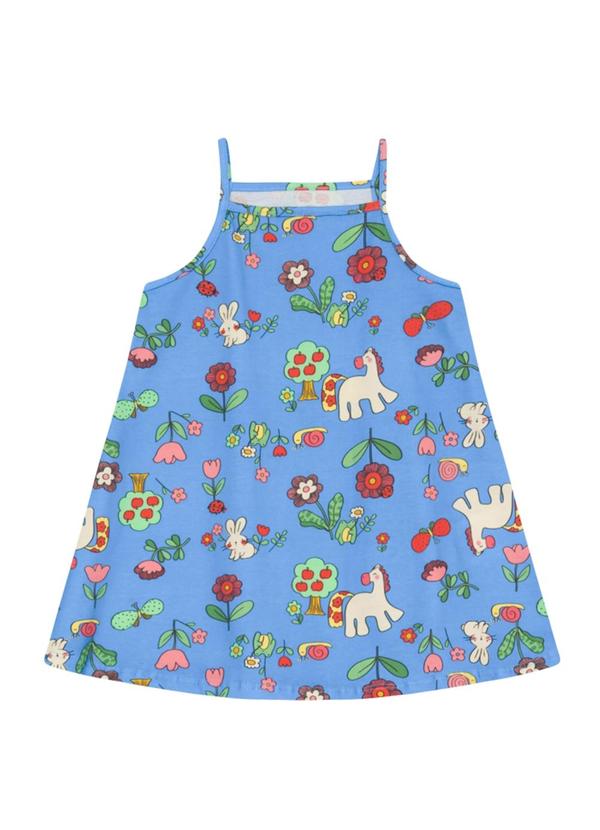 Vestido Infantil Menina em Meia Malha Azul