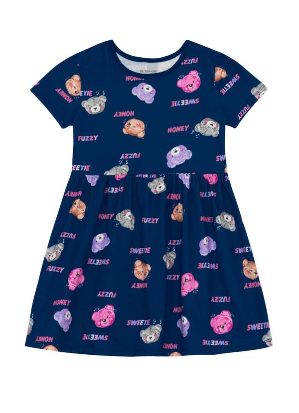 Vestido Infantil Menina em Meia Malha Azul