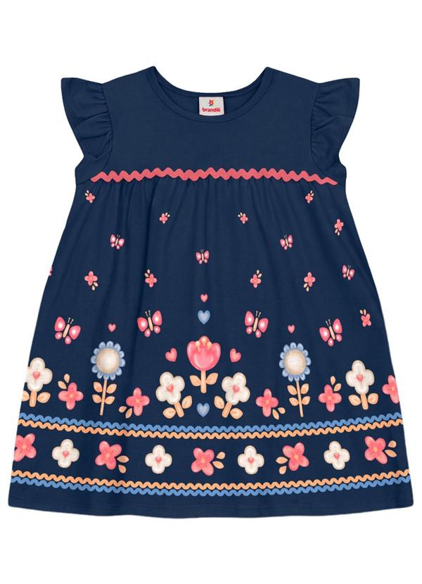 Vestido Infantil Menina em Meia Malha Azul