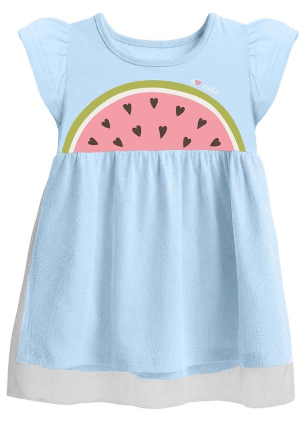 Vestido Infantil Menina em Meia Malha Azul