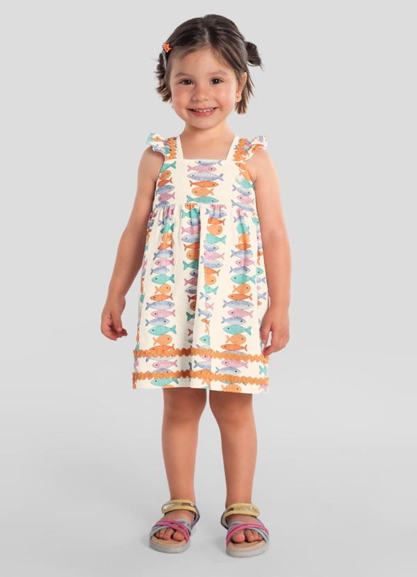 Vestido Infantil Menina em Meia Malha Bege