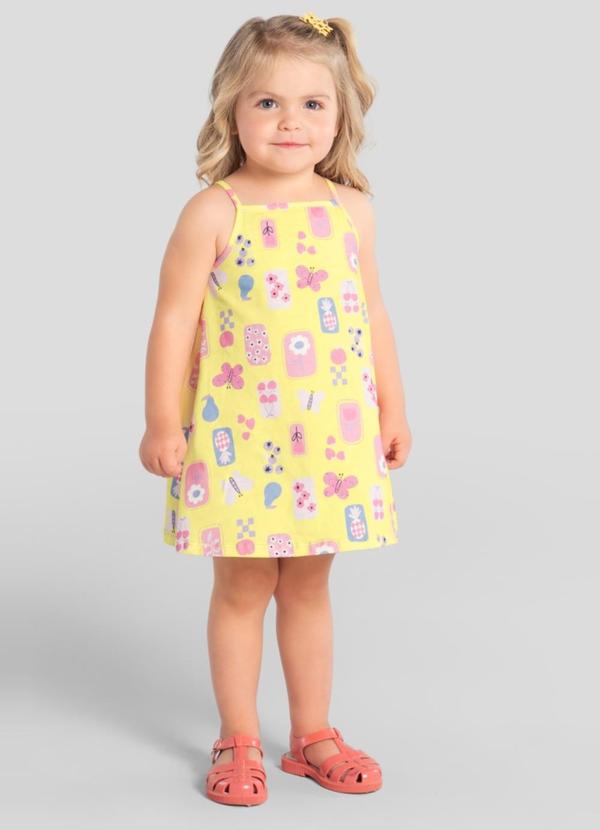 Vestido Infantil Menina em Meia Malha Amarelo