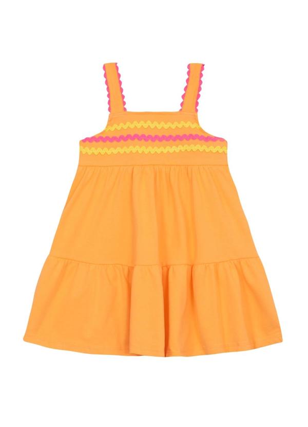 Vestido Infantil Menina em Meia Malha Laranja