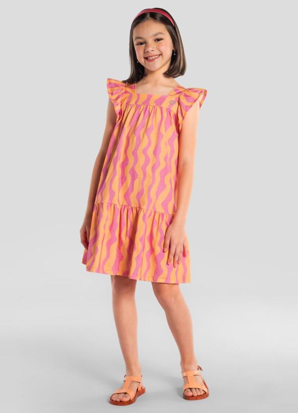 Vestido Infantil Menina em Meia Malha Laranja