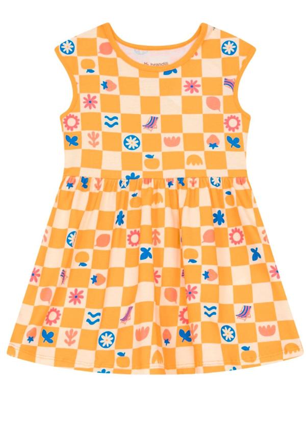 Vestido Infantil Menina em Meia Malha Laranja