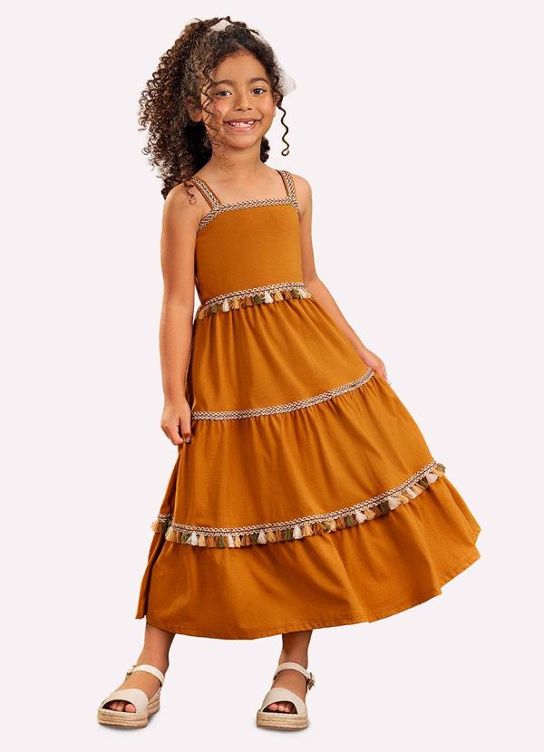 Vestido Infantil Menina em Meia Malha Marrom