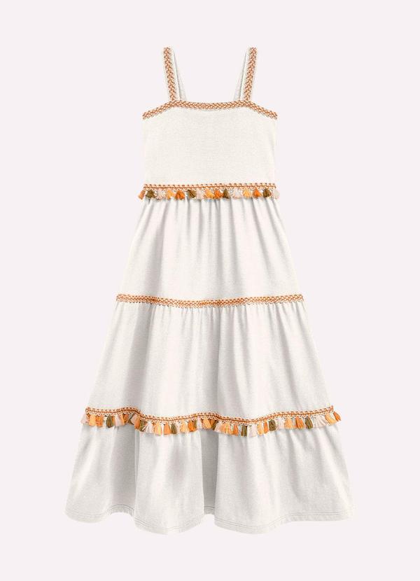 Vestido Infantil Menina em Meia Malha Off White