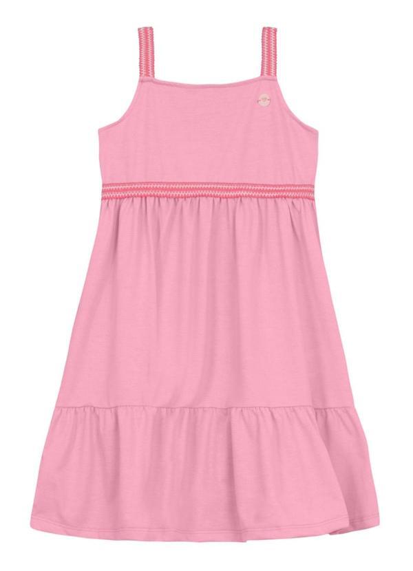 Vista 2 Vestido Infantil Menina em Meia Malha Rosa Brandili Brandili