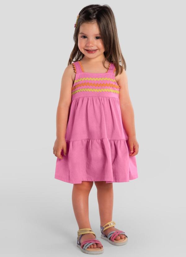 Vestido Infantil Menina em Meia Malha Rosa