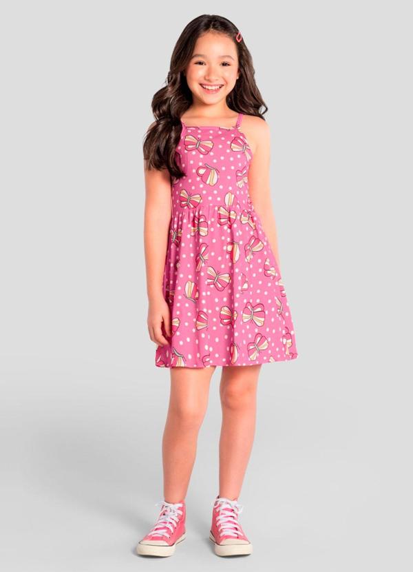Vestido Infantil Menina em Meia Malha Rosa