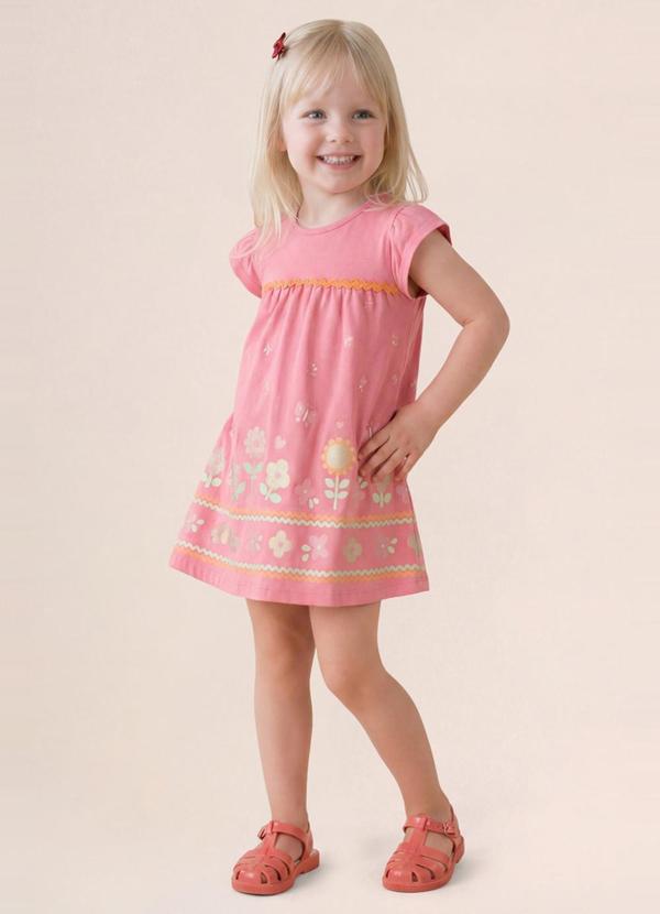 Vestido Infantil Menina em Meia Malha Rosa