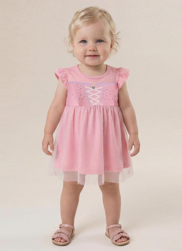 Vestido Infantil Menina em Meia Malha Rosa