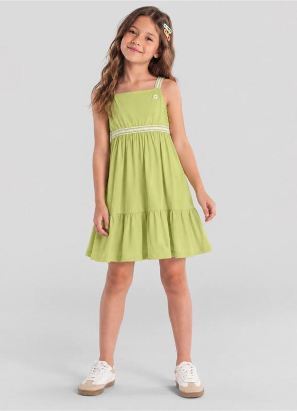Vestido Infantil Menina em Meia Malha Verde