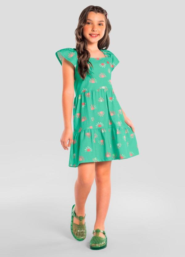 Vestido Infantil Menina em Meia Malha Verde