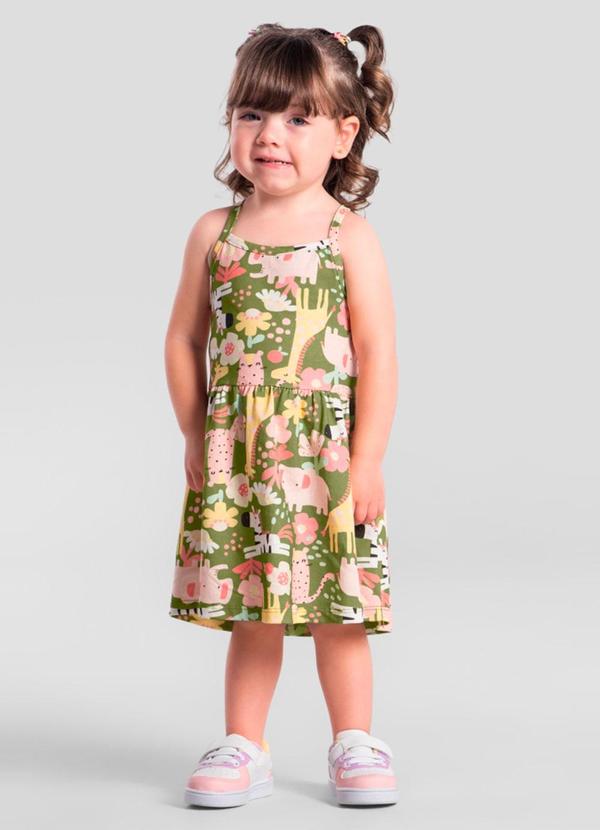 Vestido Infantil Menina em Meia Malha Verde