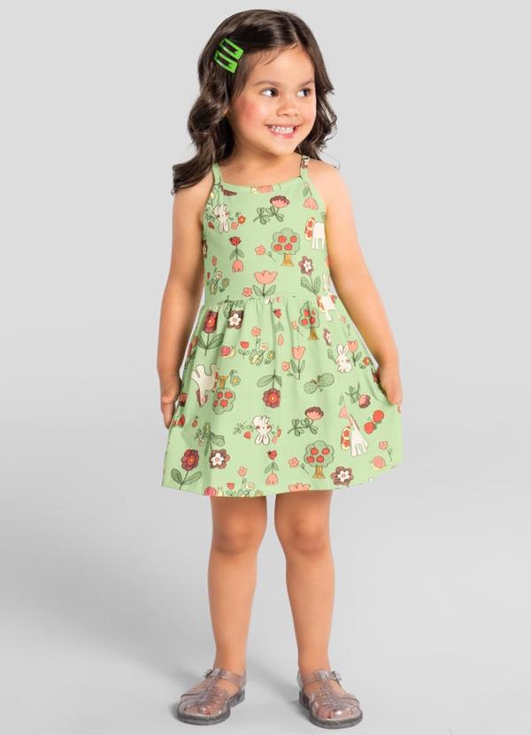 Vestido Infantil Menina em Meia Malha Verde