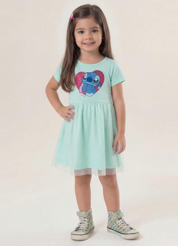Vestido Infantil Menina em Meia Malha Verde