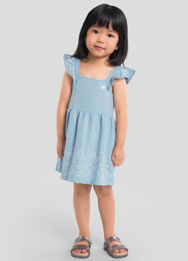Vestido Infantil Menina em Moletinho Azul