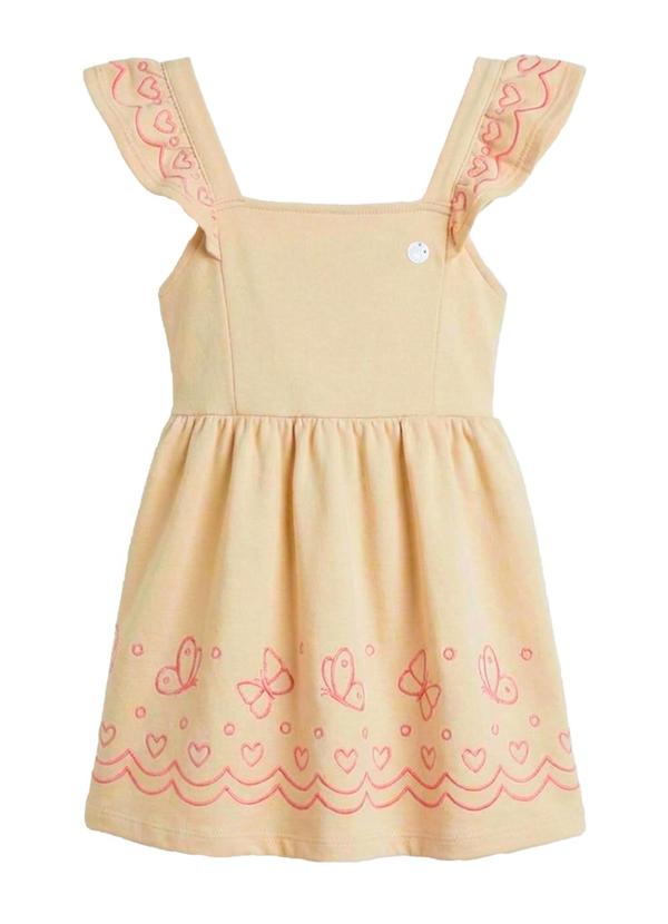 Vestido Infantil Menina em Moletinho Bege