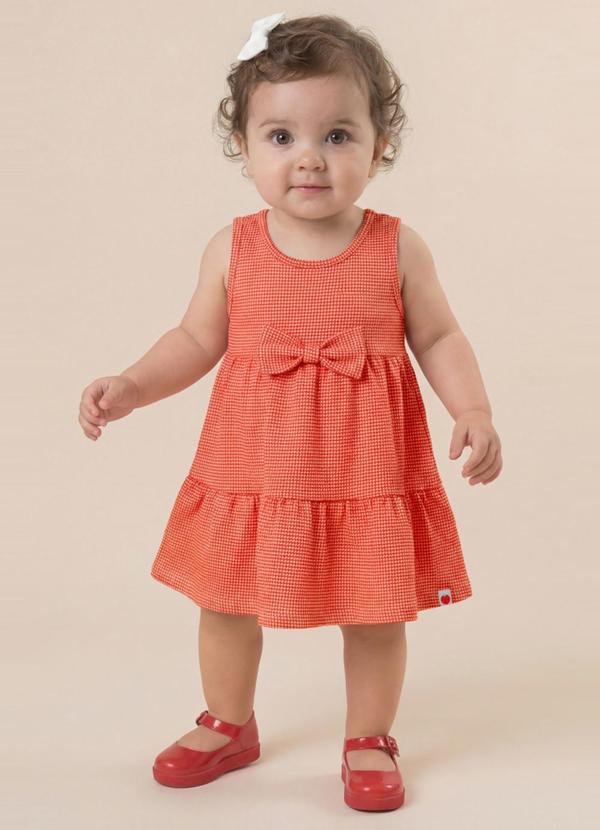 Vestido Infantil Menina em Moletinho Laranja