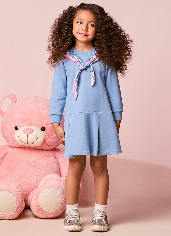 Vestido Infantil Menina em Moletom com Lenço