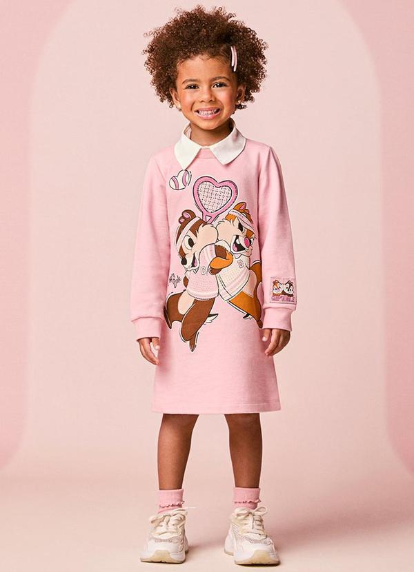 Vestido Infantil Menina em Moletom do Tico e Teco