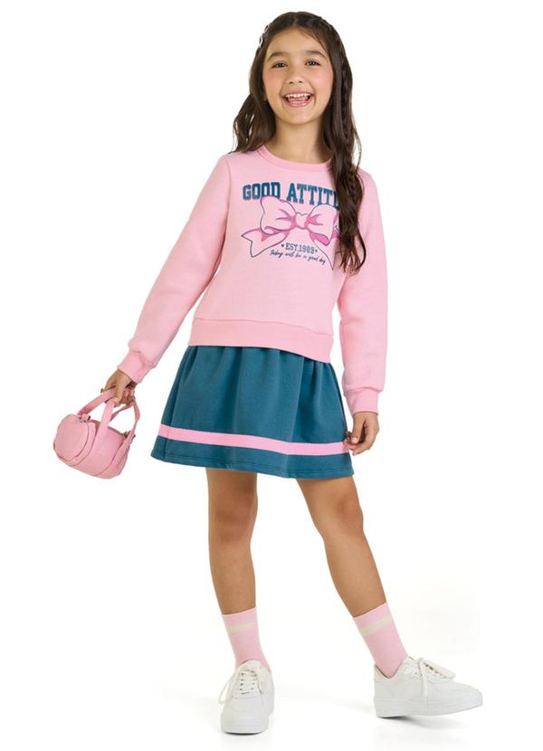 Vestido Infantil Menina em Moletom Felpado Rosa