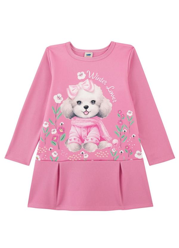 Vestido Infantil Menina em Newtech Felpado Rosa
