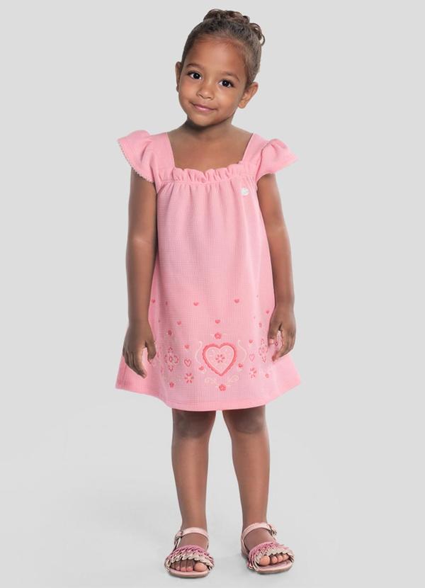 Vestido Infantil Menina em Ribana Rosa