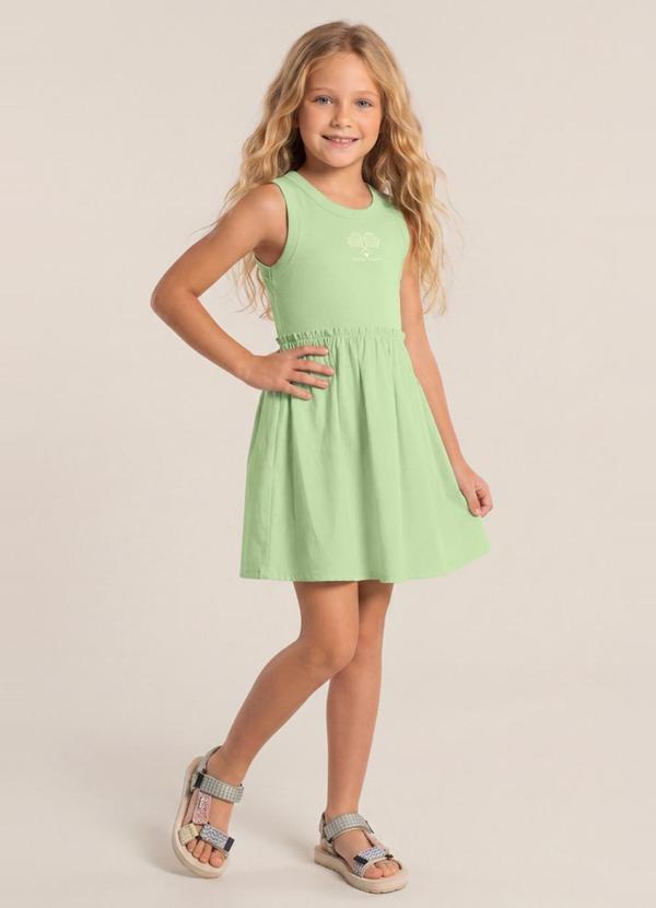 Vestido Infantil Menina em Ribana Verde