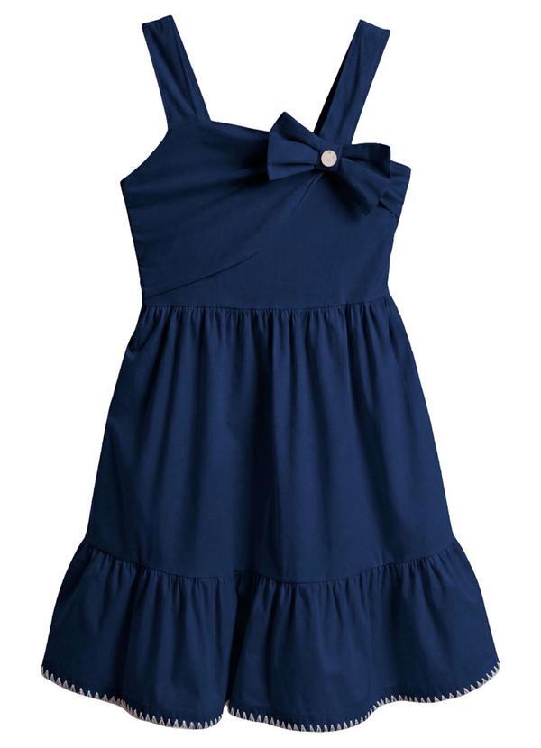 Vestido Infantil Menina em Tricoline Azul