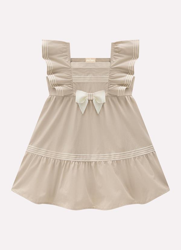 Vestido Infantil Menina em Tricoline Milon Bege