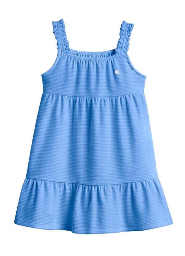 Vestido Infantil Menina em Tricot Azul